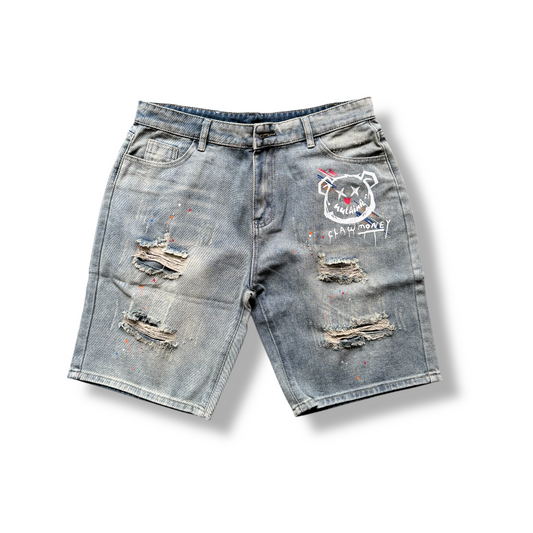 Psycho Bear Distressed Shorts