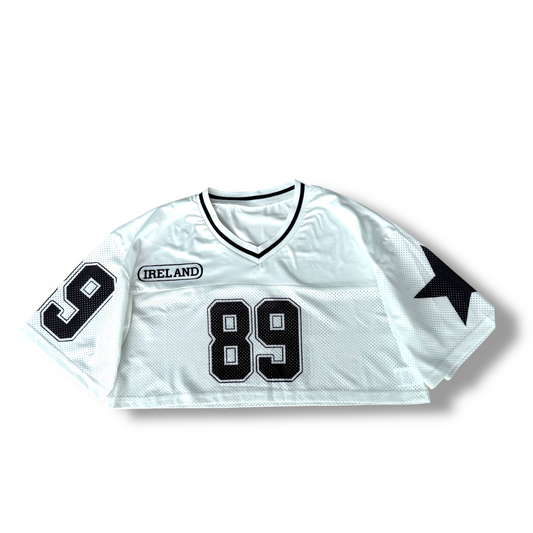 Cropped Varsity Jersey Top – 89 Star